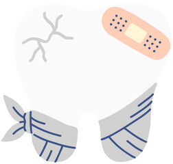 Stylized Injured Tooth Vector Illustration