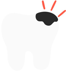 Stylized Tooth with Cavity Vector Illustration