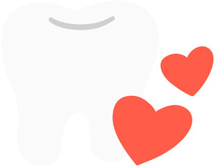 Stylized Tooth with Hearts Vector Illustration