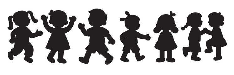 children silhouette icon bundle kit 