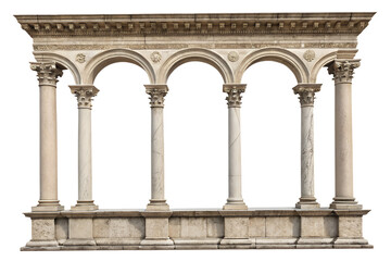Naklejka premium Elegant classical arch supported by stone columns, luxury architecture element, isolated on transparent background, PNG
