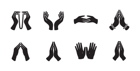 Obraz premium Collection of praying hands gestures in various styles