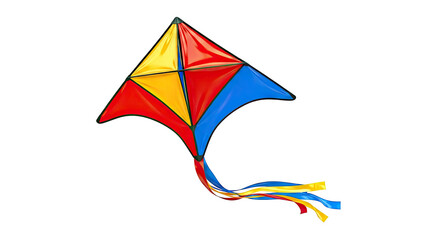 Colorful Diamond Kite with Red, Orange, and Blue Panels and Ribbons