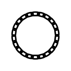 Fototapeta premium Realistic black chain round border frame vector wreath circle silhouette isolated on white
