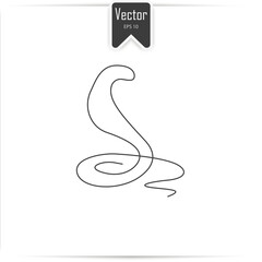 Obraz premium One line drawing of a snake. Snake icon outline. Singe animal icon from the big animals outline. stock vector