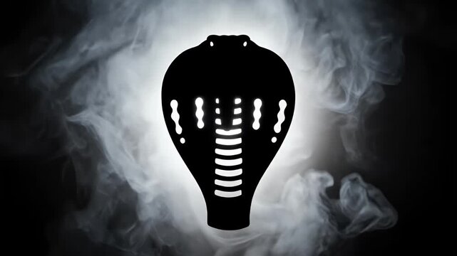 Black Cobra Silhouette with Ethereal Smoke Effect on Dark Background, Perfect for Mysterious Themed Visuals, Dramatic