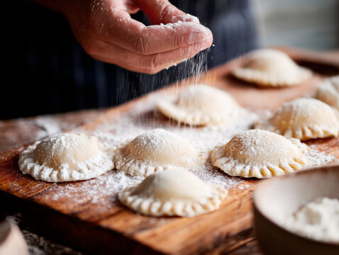 fresh ravioli being made