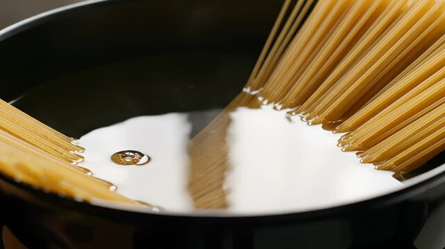 Pasta being cooked in water