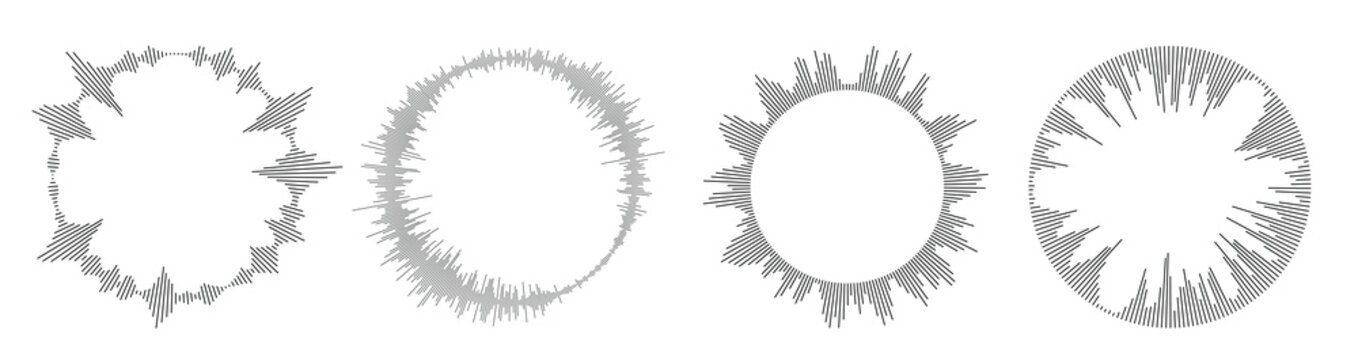 radial sound wave pattern set circular audio music or 