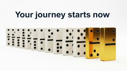 Golden Domino Stands Out in a Line of White Ones