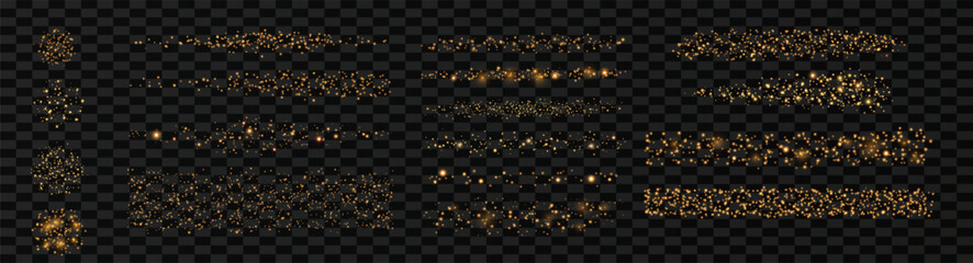 Obraz premium golden glitter brush strokes with light effect set of