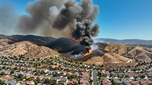 Wildfire near residential area