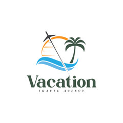 Holiday travel agency logo, travel agency vector template.