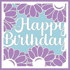 Happy Birthday gift card with daisy flowers, Layered greeting paper craft card