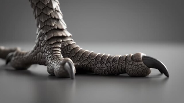 Close Up of Bird Claw with Scales and Sharp Talons in Studio Setting for Anatomy Study and Educational Purposes