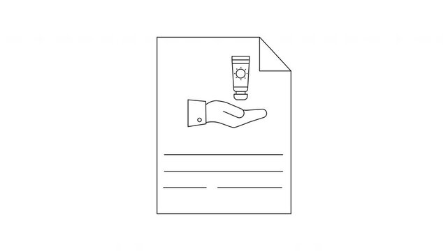 Hand Cream Application Guide - Simple Line Art Illustration.