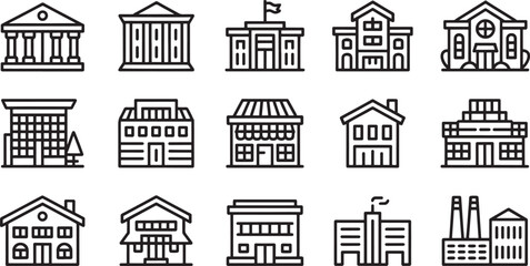 Fototapeta premium Black and white building in various styles architecture symbol house