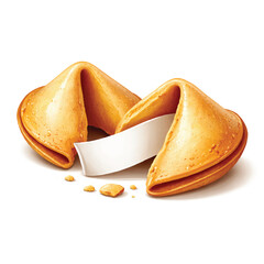 Realistic Fortune Cookie with Blank Message Vector Illustration