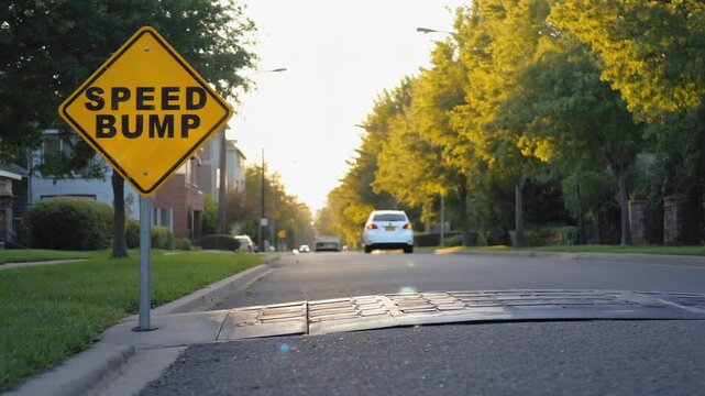 Road sign for speed bump.