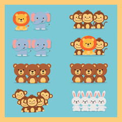Fototapeta premium Cartoon Animals with Friends Together Play.