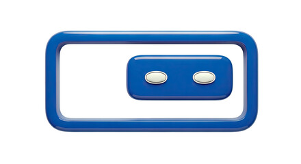 Obraz premium Blue rounded rectangle with two white oval buttons inside