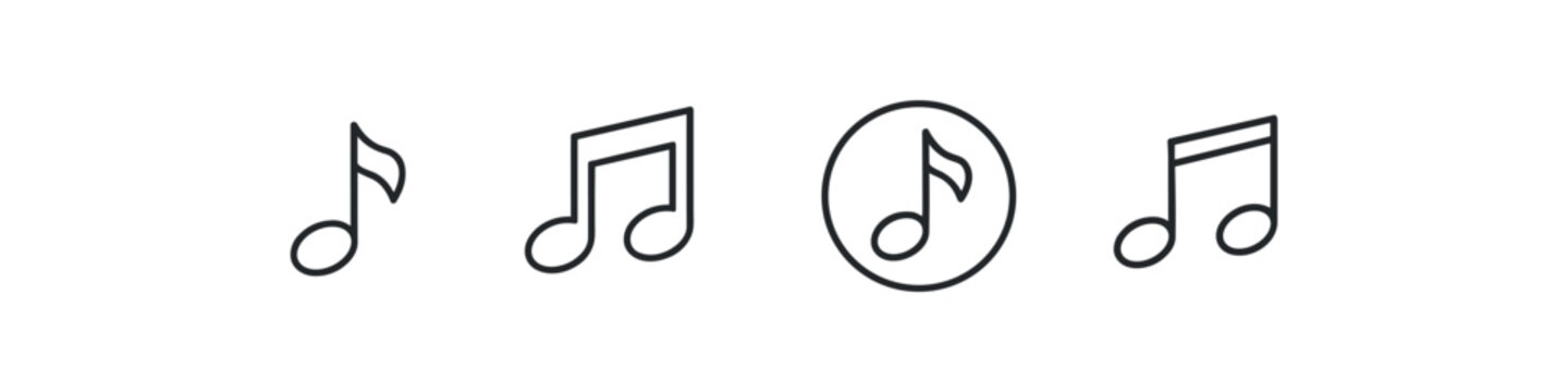Collection of simple musical note icons in a clean line art style on white