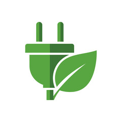 Green electrical plug with a leaf design, symbolizing eco-friendly energy.