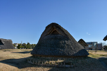 復元された竪穴式住居　登呂遺跡