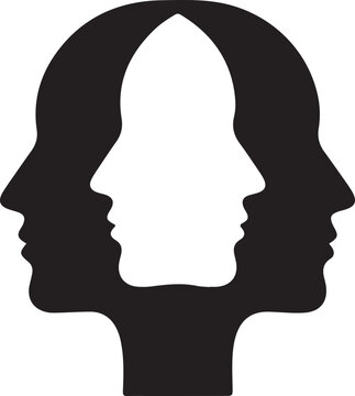Overlapping double-face silhouette, artistic illusion