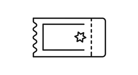 Outline illustration of a ticket with a star, symbolizing entry, event, admission, or a special item.