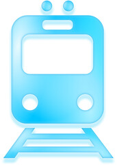 Blue glossy train locomotive icon for railway transport