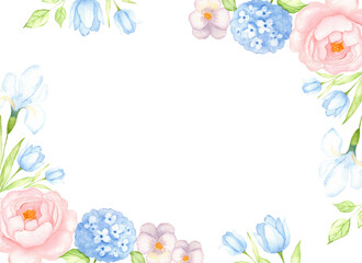 Soft Pastel Floral Watercolor Border Frame
