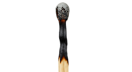 Single burnt matchstick with realistic charred wood tip