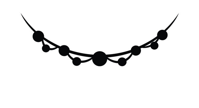 A simple black garland of connected circles on a white background
