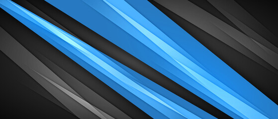 Fototapeta premium blue and Black abstract layer geometric material design background