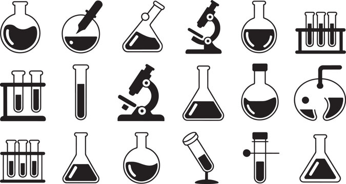 Laboratory Equipment and Science black white background