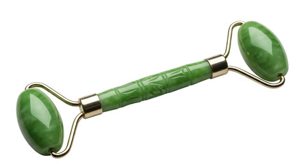 Hand carved jade facial roller cooling green stone
