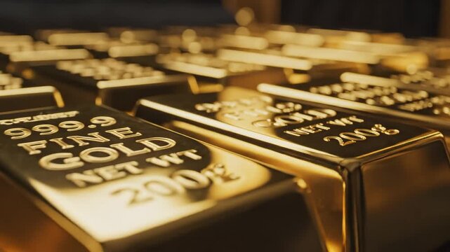 Gold bars in close up