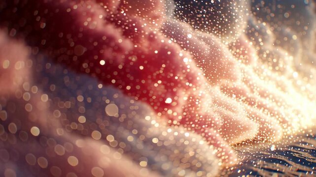 Vibrant clouds of colorful powder in shades of red, pink, and blue burst dynamically against a textured surface. the interplay of light and color creates a captivating abstract scene ideal for creativ