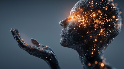 Abstract Post AI Workplace Concept Showing Human Creativity Rising Above Structured Data
