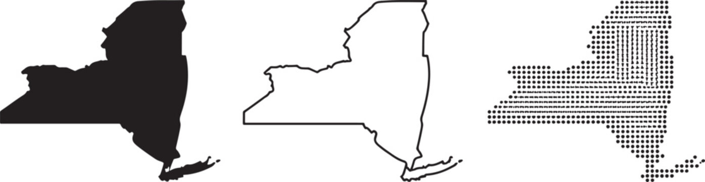New York state map in various styles black white