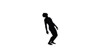 Obraz premium Silhouette of a person in a dynamic leaning pose against a white background