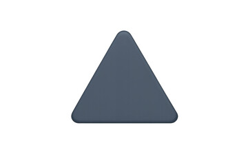 3d gray rounded triangle icon pointing up, representing progress, growth, upload, and direction with soft edges