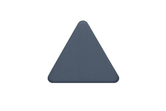 3d gray rounded triangle icon pointing up, representing progress, growth, upload, and direction with soft edges