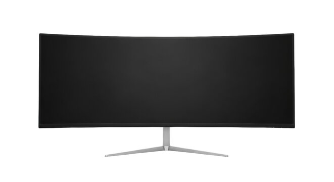 Curved gaming monitor PNG isolated on transparent background, sleek display for immersive visuals and professional esports use