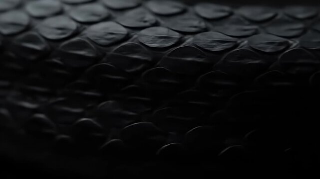 Detailed Close Up of Black Reptilian Scales Pattern Texture Background Dark Scale Armor Leather Skin Macro Animal