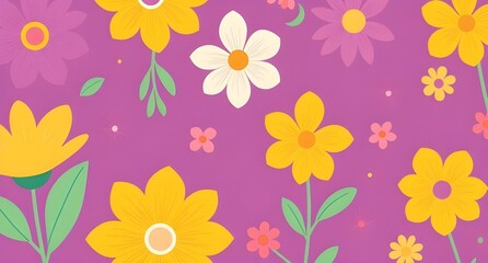 Obraz premium seamless floral pattern with flowers on purple background
