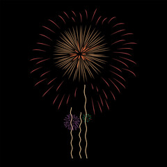 Fireworks Vector with black background.