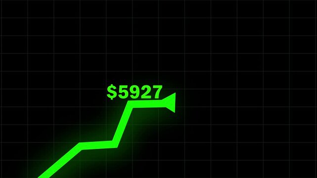 Rising Stock Market Chart Arrow Rallying Growth Recovery Concept - 4K Seamless Loop Motion Background Animation. 4kk. ,.