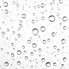 Water droplets on a transparent and white background.